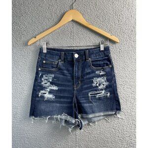 American Eagle Shorts Womens Size 4 Curvy High Waisted Distressed Denim Shortie